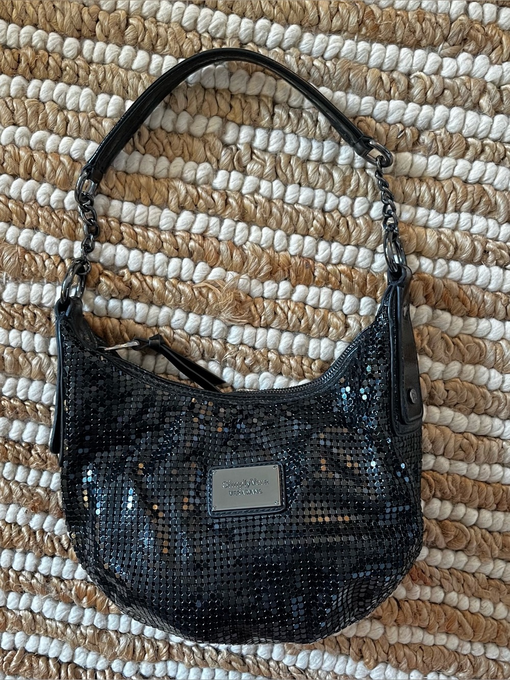 Y2K retro Vera Wang Black metal chain mail shoulder Bag